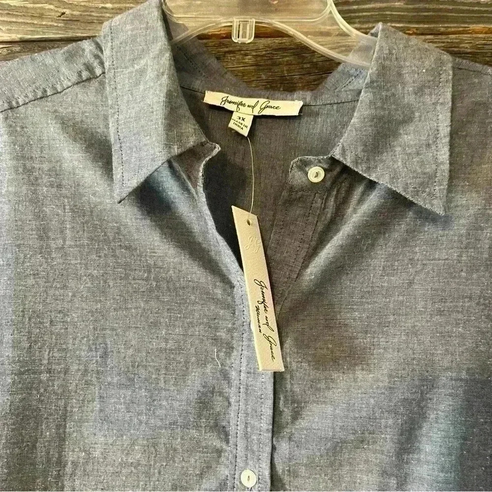 Jennifer & Grace Blue Top NWT 3x - Picture 4 of 7